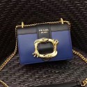 Prada Original Calf Leather Cahier Bag Blue 1BD066 VS08635