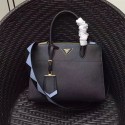 Prada Paradigme Saffiano Leather Bag Black and Blue 1BA102 VS04099