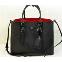 Prada Saffiano Cuir Leather Tote Bags BN2820 Black VS02773