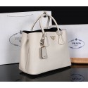 Prada Twin Saffiano Leather Cuir Large Tote BN2756 in White with Gold Hardware Mingd VS02639