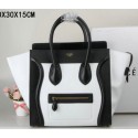 Replica Celine Luggage Mini Tote Bag Original Leather Ci3308 Black&White VS02716