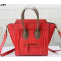 Replica Celine Luggage Nano Bag Grainy Leather C3308S Red&Khaki VS05560