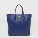 Replica Luxury Prada Original Calfskin Leather Tote Handbags BN2773 in Blue XZ VS08683