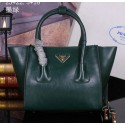 Replica Prada Bright Leather Tote Bag BN2625 Dark Green VS05974