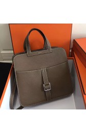 Hermes Halzan 31 Bag in Chocolate Taurillon Clemence Leather H070428 VS04074