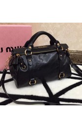 miu miu Bowknot Top Handle Bag Bright Leather M0632 Black VS06378