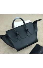 Celine Tie Top Handle Bag Grain Leather 98314 Black VS05733
