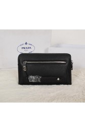 Fake Prada Saffiano Leather Clutch P8911 Black VS05194
