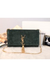 Fake YSL Monogramme Cross-body Shoulder Bag Suede Leather Y311214 Green VS05270