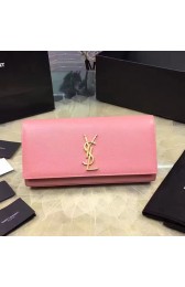 Fashion Copy Classic Monogram Saint Laurent Clutch in Pink Grained Leather 326079 VS05612