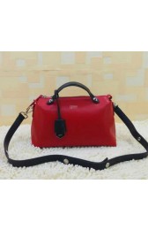 High Imitation Fendi BY THE WAY Bag Calfskin Leather FD2356 Red&Black VS07453