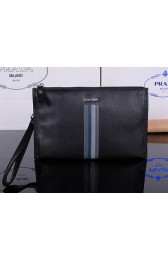 Prada Calfskin Leather Clutch P12133 Black VS06425